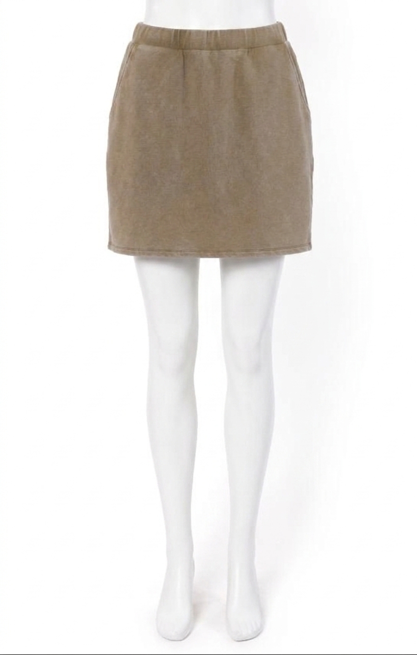 NEW SADIE & SAGE little games terry knit skirt in washed taupe